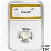 Image 1 : 1892 Barber Dime PGA MS63