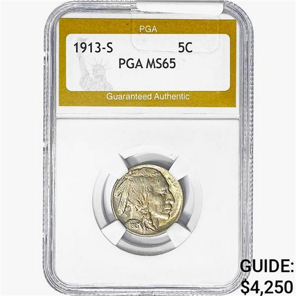 1913-S Buffalo Nickel PGA MS65