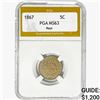 Image 1 : 1867 Shield Nickel PGA MS63 RAYS