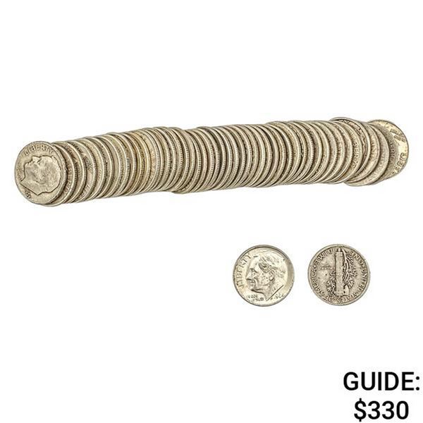[49 PCS] Silver Dimes Roll
