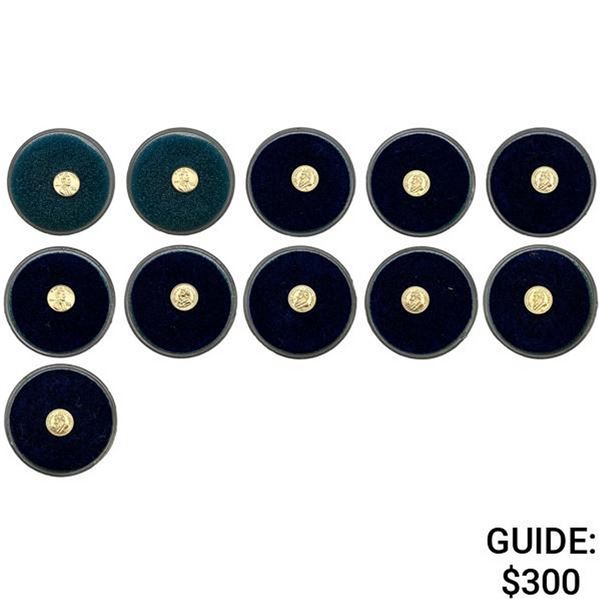 [11 PCS] 1980-1982 .035oz Gold 14K Coin Set