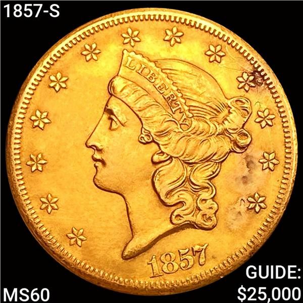 1857-S $20 Gold Double Eagle UNCIRCULATED