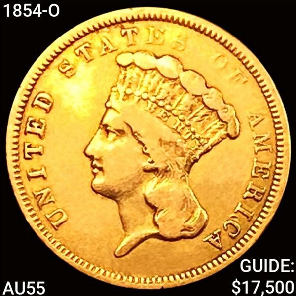1854-O $3 Gold Piece HIGH GRADE