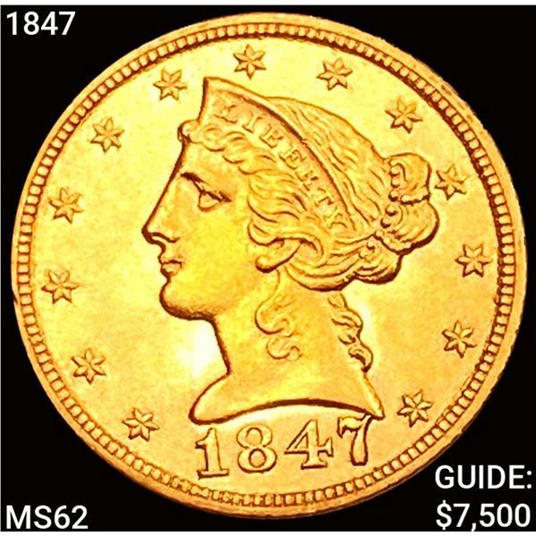 1847 $5 Gold Half Eagle UNCIRCULATED