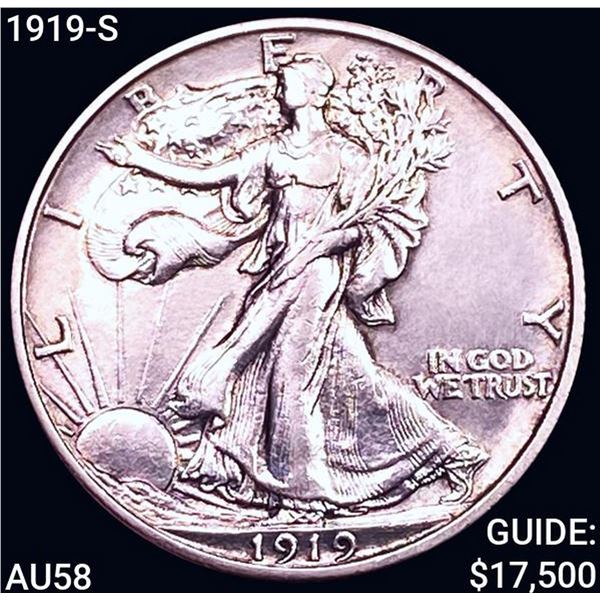 1919-S Walking Liberty Half Dollar CHOICE AU