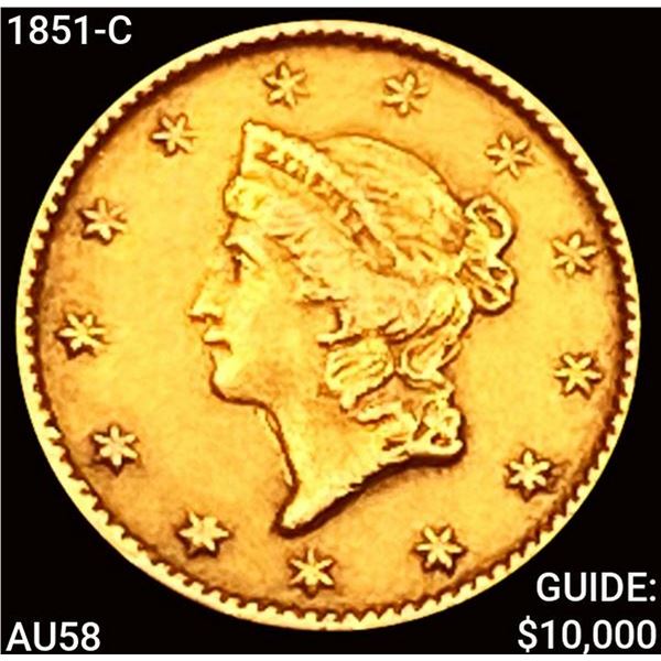 1851-C Rare Gold Dollar CHOICE AU
