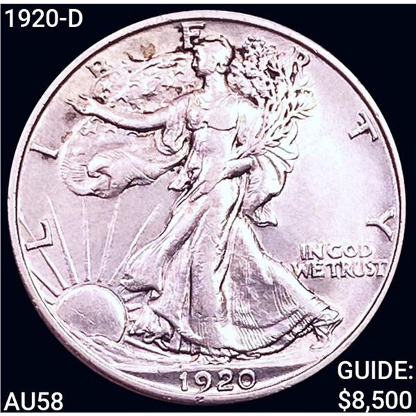 1920-D Walking Liberty Half Dollar CHOICE AU