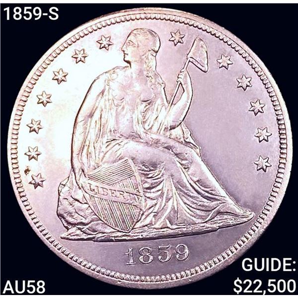 1859-S Seated Liberty Dollar CHOICE AU