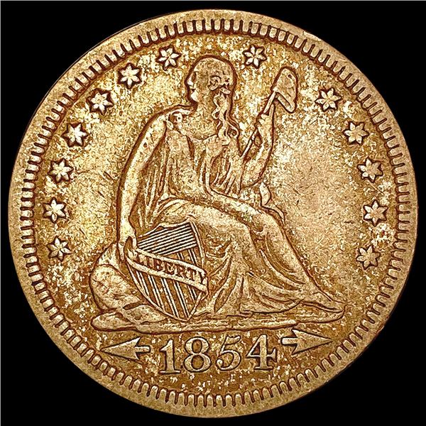 1854 Arrows Seated Liberty Quarter NEARLY UNCIRCUL