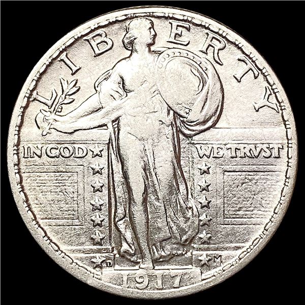 1917-D T2 Standing Liberty Quarter CLOSELY UNCIRCU