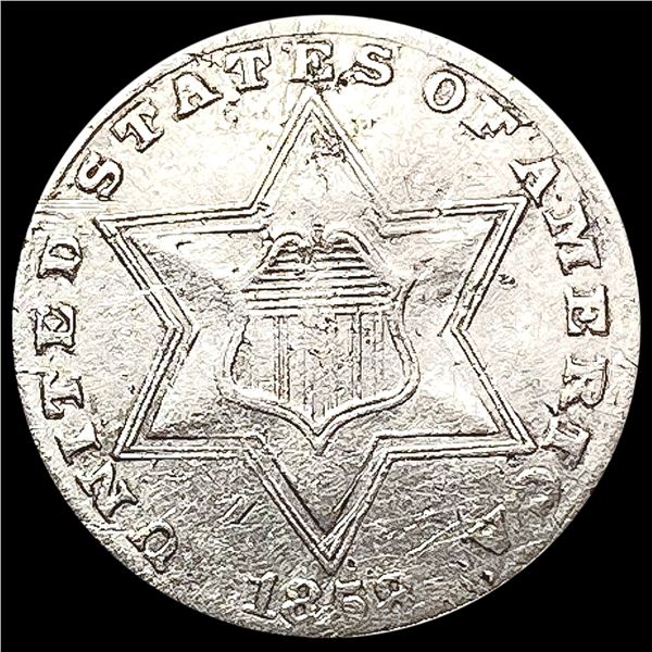 1858 Silver Three Cent CHOICE AU