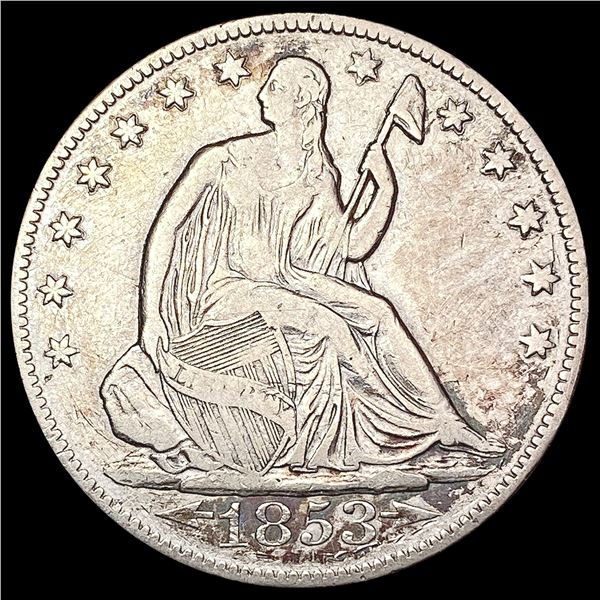 1853-O Arrows Rays Seated Liberty Half Dollar NEAR