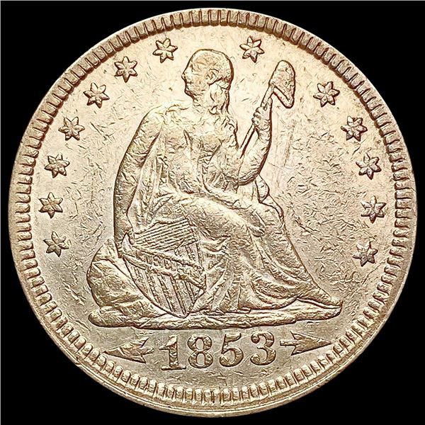 1853 Arrows Rays Seated Liberty Quarter CLOSELY UN