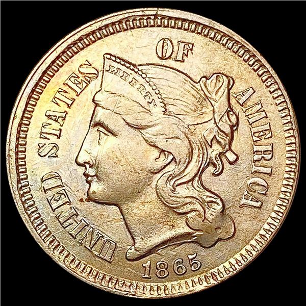 1865 Nickel Three Cent CHOICE AU