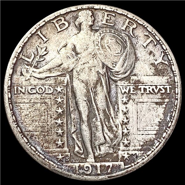1917-S T2 Standing Liberty Quarter CLOSELY UNCIRCU