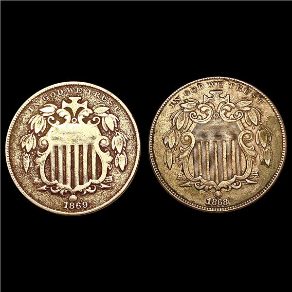 1868-1869 [2] Shield Nickel LIGHTLY CIRCULATED