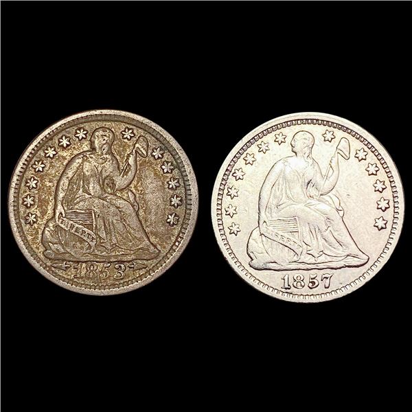1853-1857 [2] Seated Liberty Half Dime HIGH GRADE