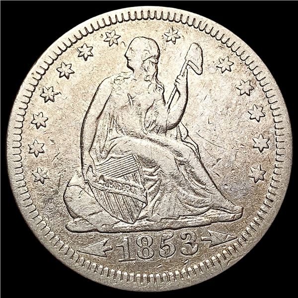 1853 Arrows Rays Seated Liberty Quarter LIGHTLY CI