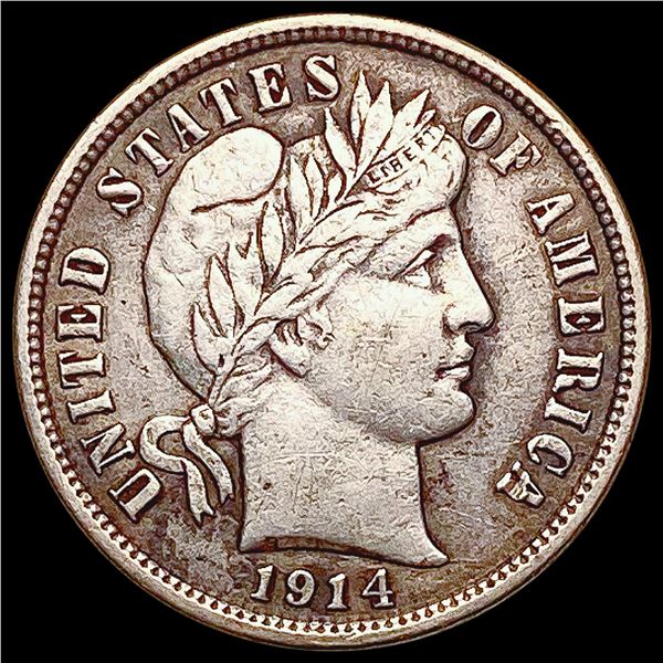 1914-D Barber Dime CLOSELY UNCIRCULATED