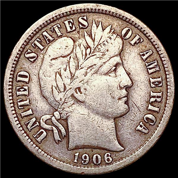 1906-S Barber Dime NICELY CIRCULATED