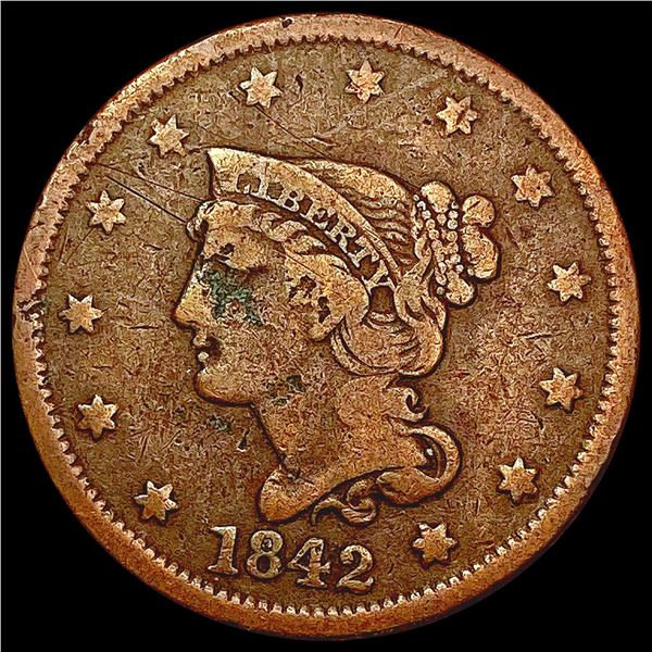 1842 Braided Hair Large Cent NICELY CIRCULATED