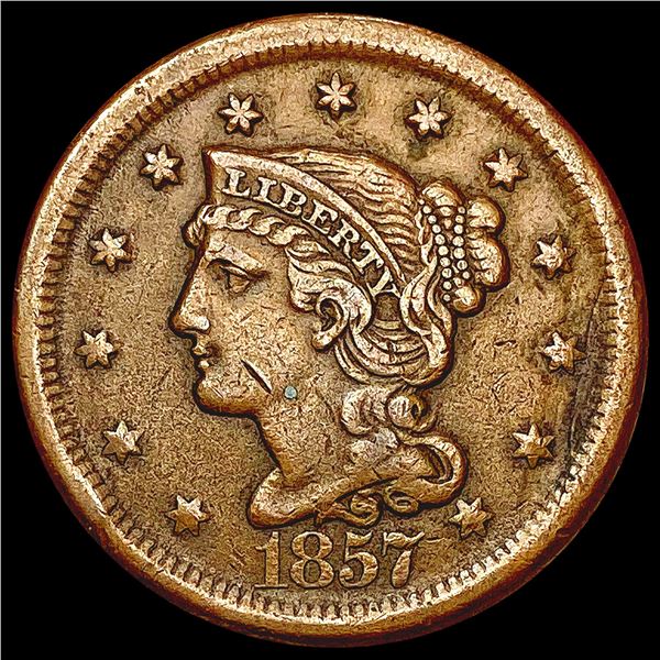 1857 Braided Hair Large Cent LIGHTLY CIRCULATED
