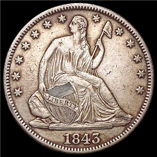 1843 Seated Liberty Half Dollar CLOSELY UNCIRCULAT