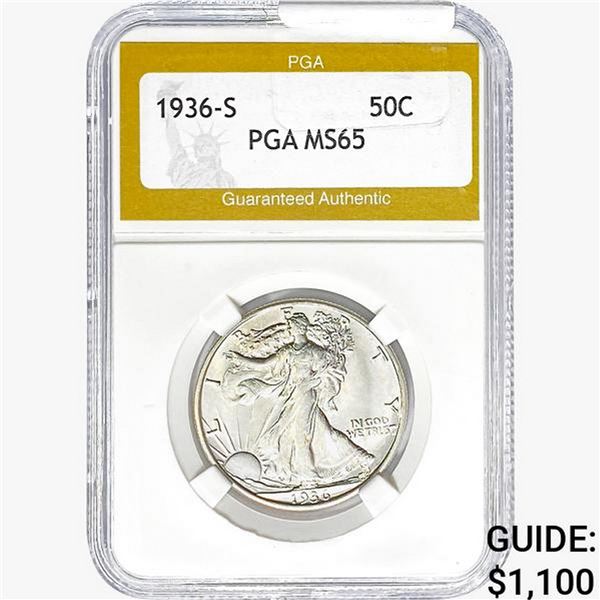 1936-S Walking Liberty Half Dollar PGA MS65