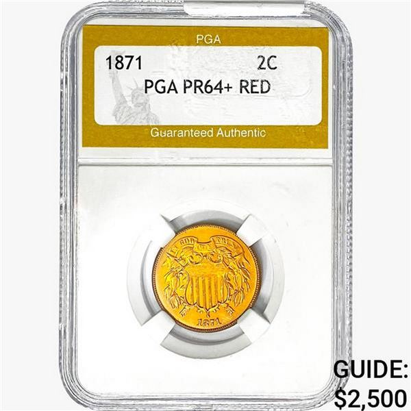1871 Two Cent Piece PGA PR64+ RED