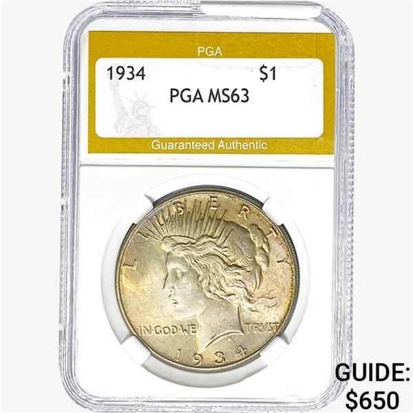 1934 Silver Peace Dollar PGA MS63