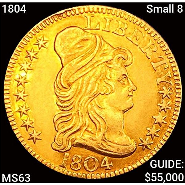 1804 Small 8 $5 Gold Half Eagle CHOICE BU