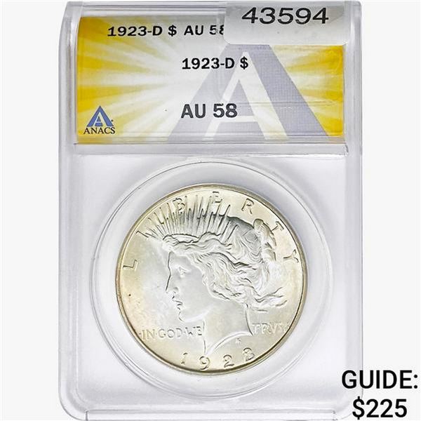 1923-D Silver Peace Dollar ANACS AU58