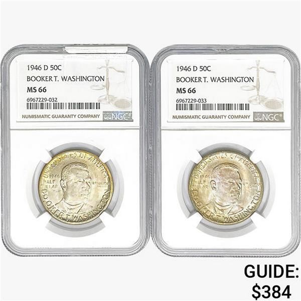 [2]1946-D Booker T Half Dollar NGC MS66