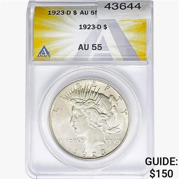 1923-D Silver Peace Dollar ANACS AU55
