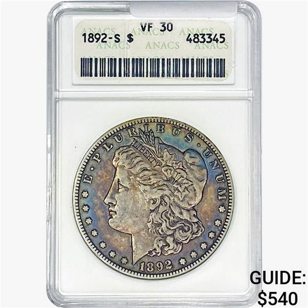 1892-S Morgan Silver Dollar ANACS VF30
