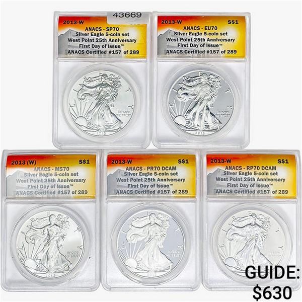 2013-W Silver Eagle 5-Coin Set ANACS