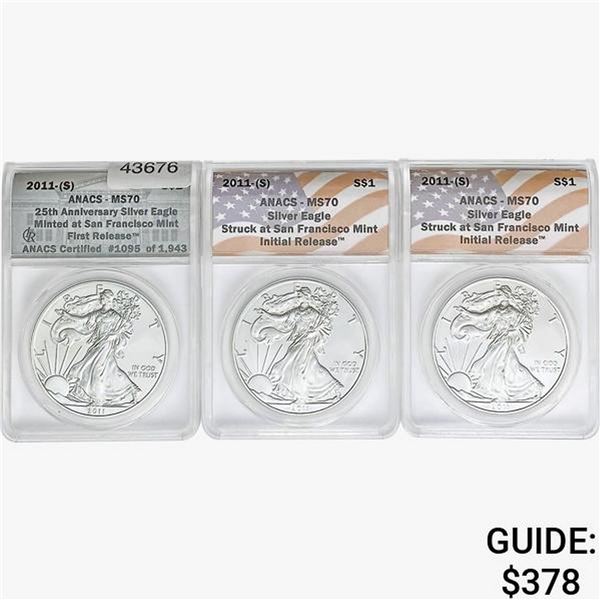 [3]2011-S Silver Eagle ANACS MS70