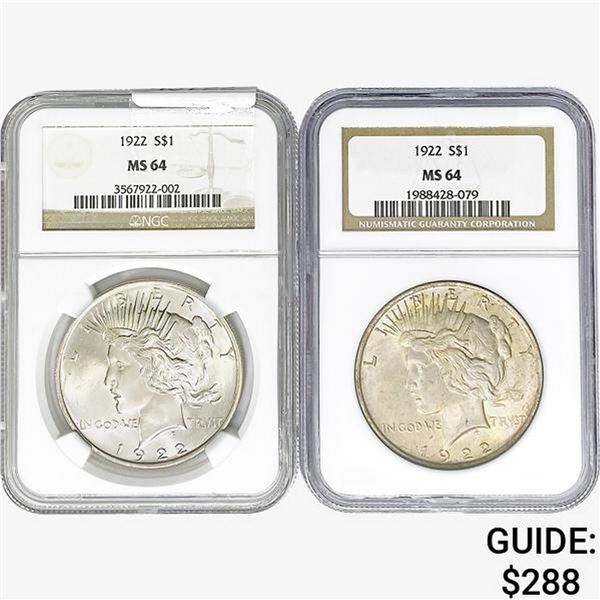 [2]1922 Silver Peace Dollar NGC MS64