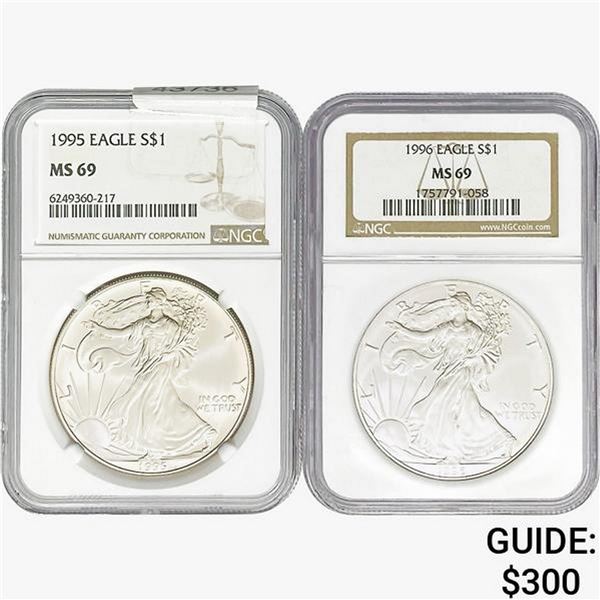 [2]1995-1996 Silver Eagle NGC MS69