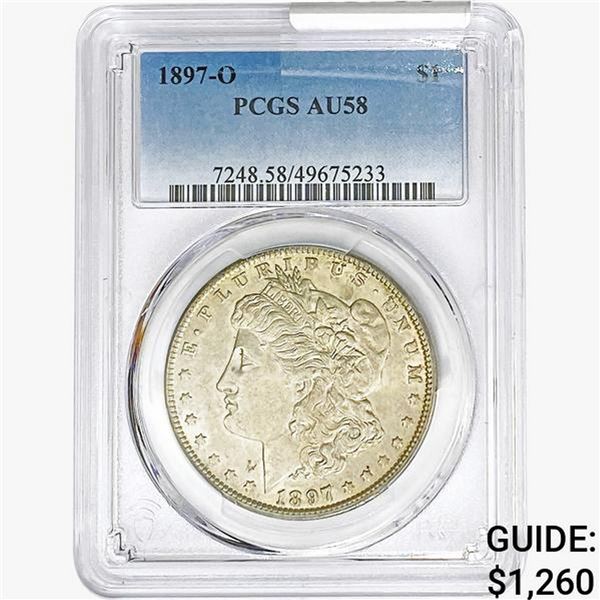 1897-O Morgan Silver Dollar PCGS AU58
