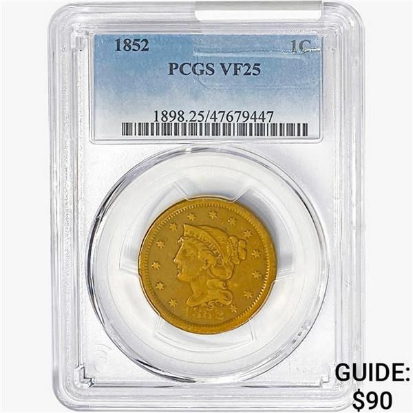 1852 Braided Hair Large Cent PCGS VF25