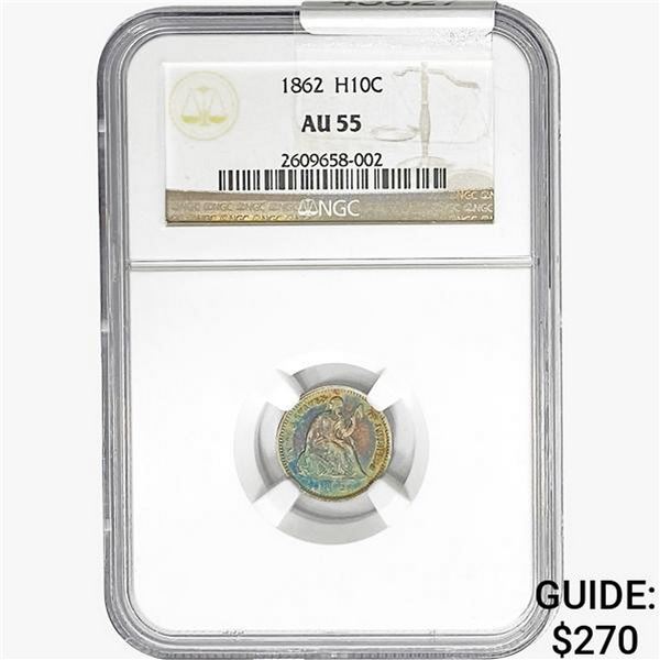 1862 Seated Liberty Half Dime NGC AU55