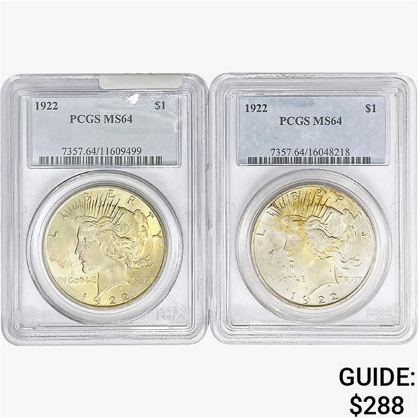 [2]1922 Silver Peace Dollar PCGS MS64