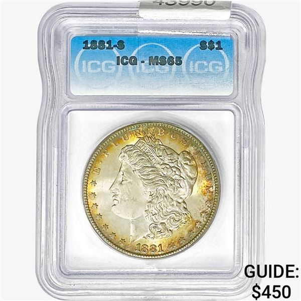 1881-S Morgan Silver Dollar ICG MS65