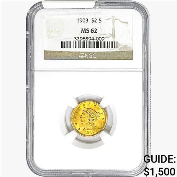 1903 $2.50 Gold Quarter Eagle NGC MS62