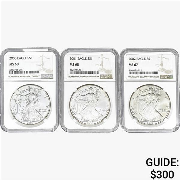 [3]2000-2002 Silver Eagle NGC MS67-68