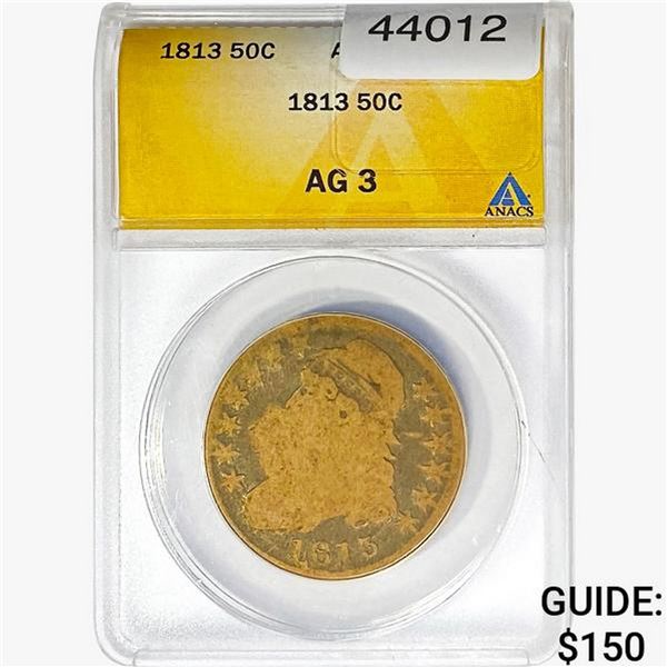 1813 Capped Bust Half Dollar ANACS AG3