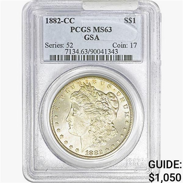 1882-CC Morgan Silver Dollar PCGS MS63