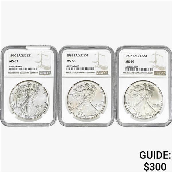 [3]1990-1992 Silver Eagle NGC MS67-69