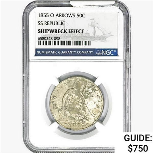 1855-O Seated Lib. 50C NGC Shipwreck Effect SS REP. ARWS